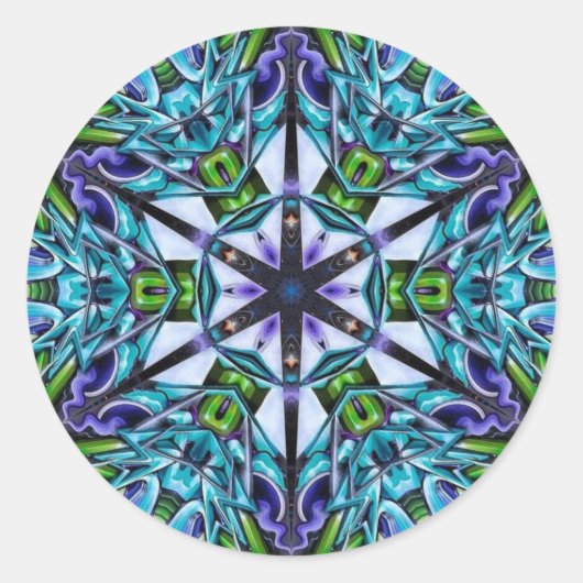 Cool Radiance Mandala Ronde Sticker (Voorkant)