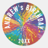 Cool Rainbow Blast Foto Paintball Verjaardagsfeest Ronde Sticker (Voorkant)