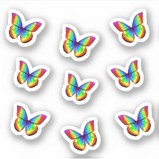 Cool Rainbow Butterfly Sticker (Voorkant)