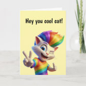Cool Rainbow Cat Birthday Kaart (Voorkant)