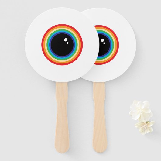Cool Rainbow Eyeball Handwaaier (Voorkant en achterkant)