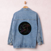Cool Rainbow Glowing Luminescent Running Wolves Denim Jacket (Hangar)
