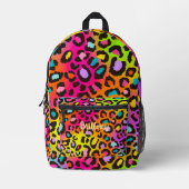 Cool Rainbow Leopard Print Meisje School Rugzak (Voorkant)