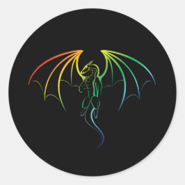 Cool Rainbow Mythical Dragon Embleem Ronde Sticker