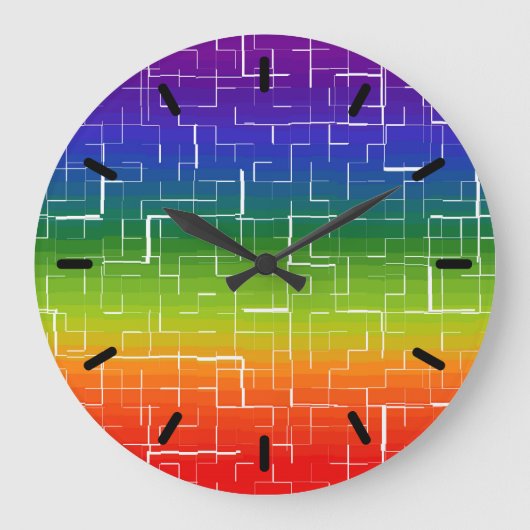 Cool Rainbow-patroon Grote Klok (Voorkant)
