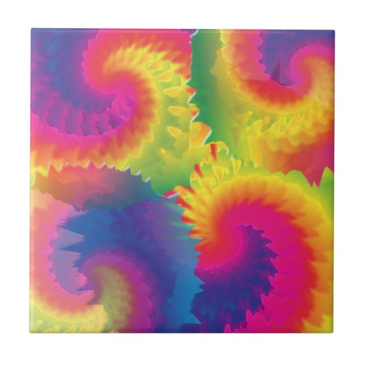 Cool Rainbow Tie Dye Patroon Tegeltje (Voorkant)