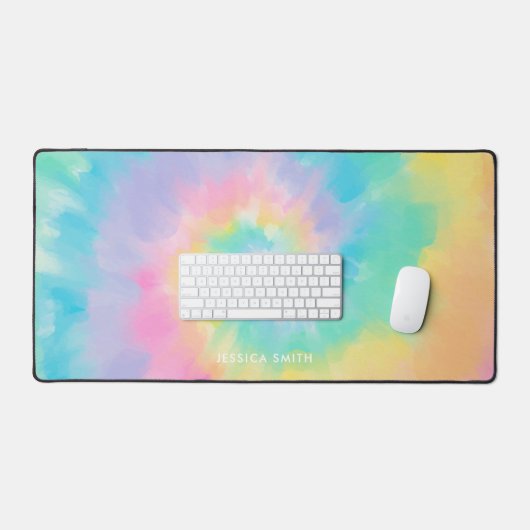 Cool Rainbow Tie Dye Pattern gepersonaliseerd Bureaumat (Keyboard & Muis)