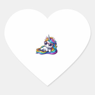 Cool Rainbow Unicorn met zonnebril Ontspannen Lang Hart Sticker