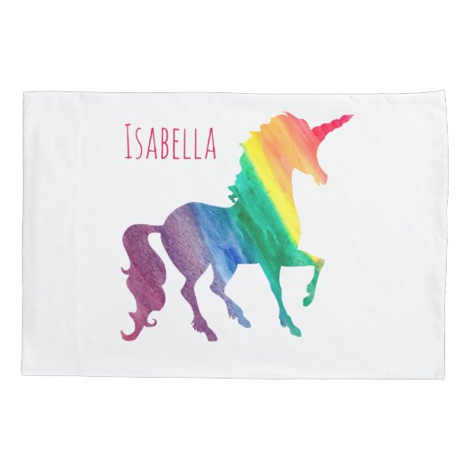 Cool Rainbow Waterverf Unicorn Beatiful Kinderen Kussensloop (Achterkant)