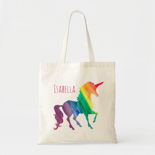 Cool Rainbow Waterverf Unicorn  Kinder Fun Tote Bag (Voorkant)