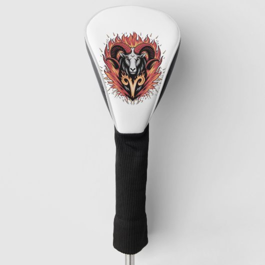 Cool Ram op vuur Zodiac Astologie ontwerp Golfheadcover (Voorkant)