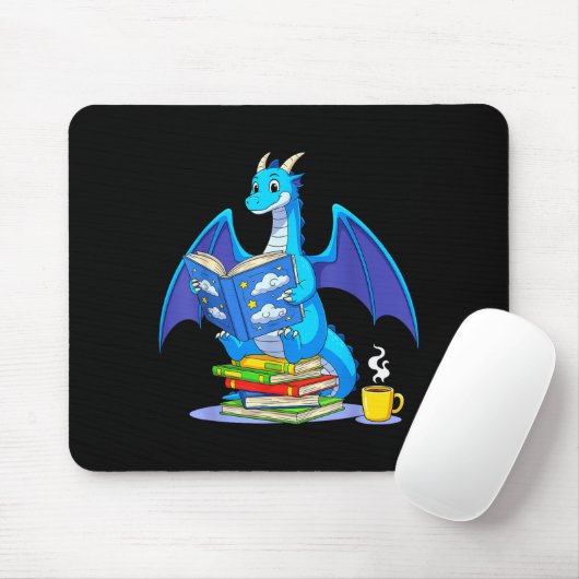 Cool Reading Books Dragon Book Lover Bookworm Men Muismat (Met muis)