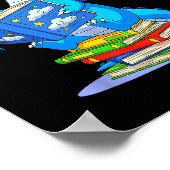 Cool Reading Books Dragon Book Lover Bookworm Men Poster (Hoek)