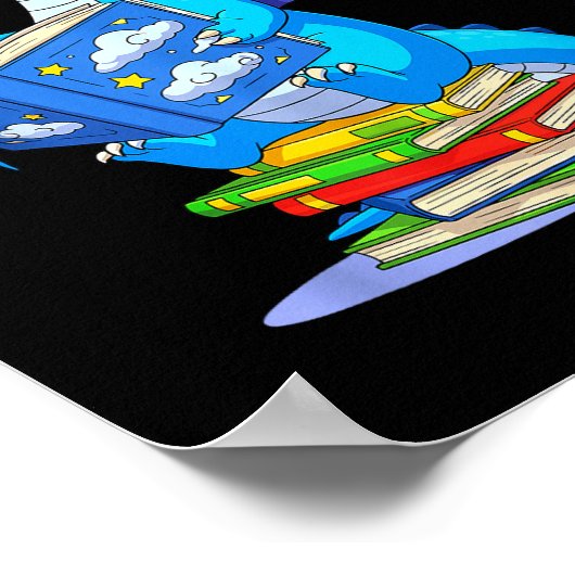 Cool Reading Books Dragon Book Lover Bookworm Men Poster (Hoek)