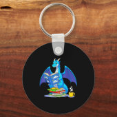 Cool Reading Books Dragon Book Lover Bookworm Men  Sleutelhanger (Voorkant)