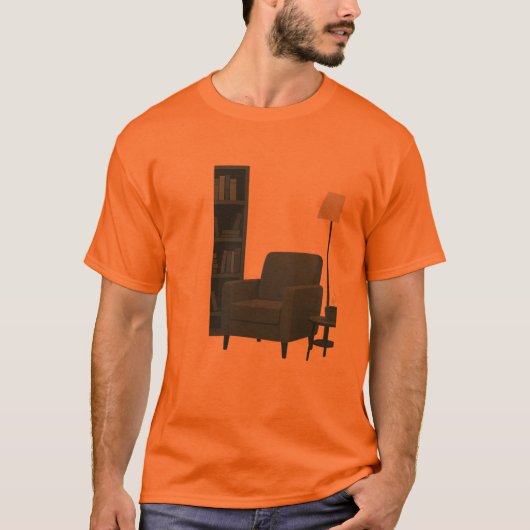 Cool Reading Corner | Minimalist Book Lover Illust T-shirt (Voorkant)