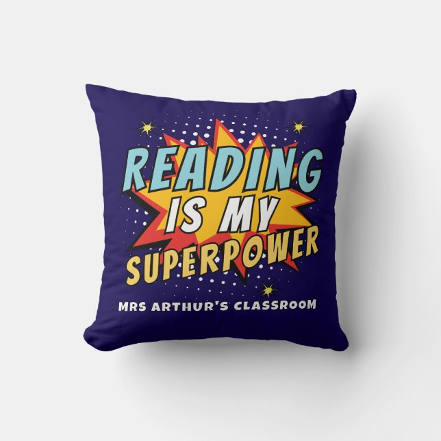 Cool Reading is mijn Superpower-klaslokaal Kussen (Voorkant)