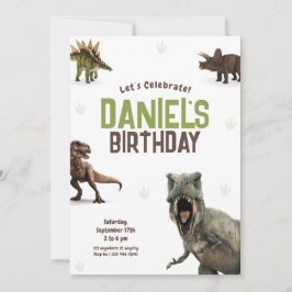 Cool Realistic Dinosaur Birthday Uitnodiging