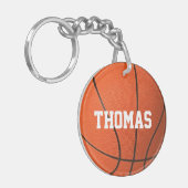 Cool Realistisch Basketbal met naam Monogram Sleutelhanger (Voorkant Links)