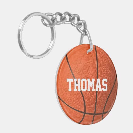 Cool Realistisch Basketball met de naam Monogram Sleutelhanger (Voorkant Links)