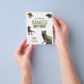 Cool Realistisch Dinosaurus Verjaardagsfeest Flyer (Hand)