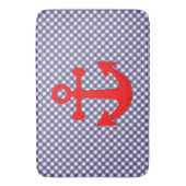 Cool Red Anchor op Gingham Pattern Badmat (Voorkant Verticaal)