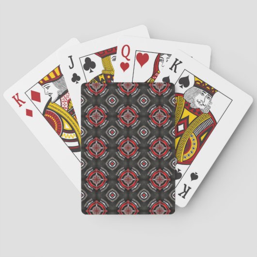 Cool Red and Black Geometric Pattern Pokerkaarten (Achterkant)