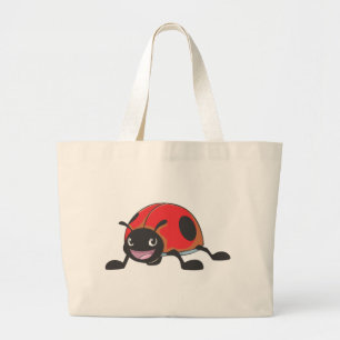 Cool Red Baby Ladybug Cartoon Grote Tote Bag