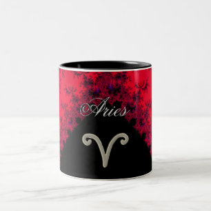 Cool Red Black Zodiaa Astrology Tweekleurige Koffiemok