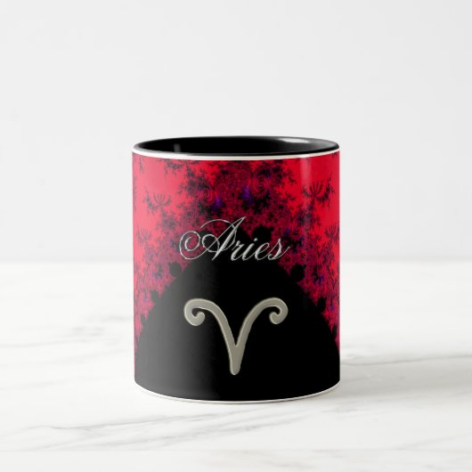 Cool Red Black Zodiaa Astrology Tweekleurige Koffiemok (Center)