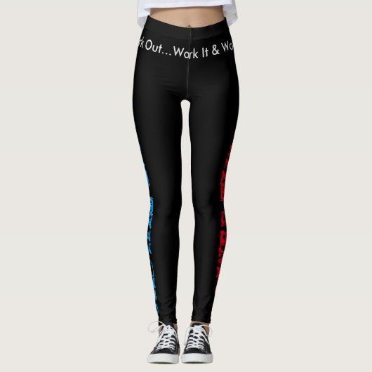 Cool Red Blue Power Thighs Work IT Gezegde Leggings (Voorkant)