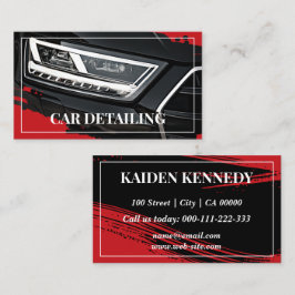 Cool Red Car Service Detailing Photo Template Visitekaartje