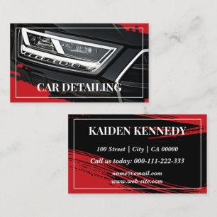 Cool Red Car Service Detailing Photo Template Visitekaartje