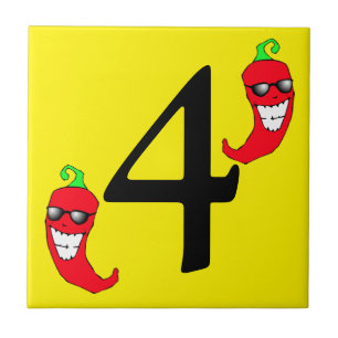 Cool Red Chili Pepper Hot Number 4 vier tegels Tegeltje