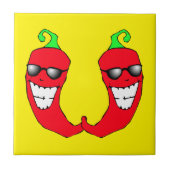 Cool Red Chili Peppers Hot Antropomorphic Tile Tegeltje (Voorkant)