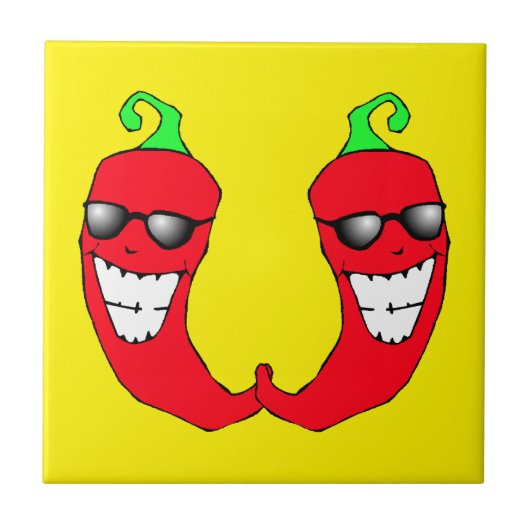 Cool Red Chili Peppers Hot Antropomorphic Tile Tegeltje (Voorkant)