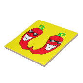 Cool Red Chili Peppers Hot Antropomorphic Tile Tegeltje (Zijkant)