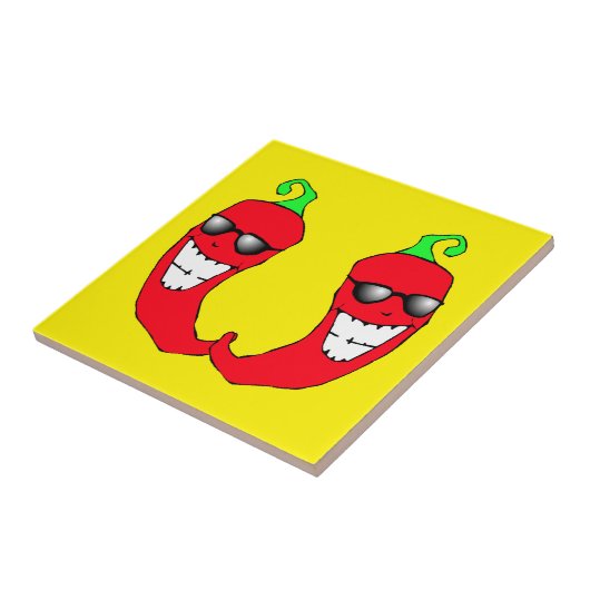 Cool Red Chili Peppers Hot Antropomorphic Tile Tegeltje (Zijkant)