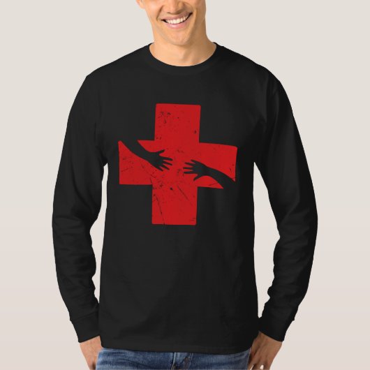 Cool Red Cross Caring Hands Helping Red Cross Acti T-shirt (Voorkant)
