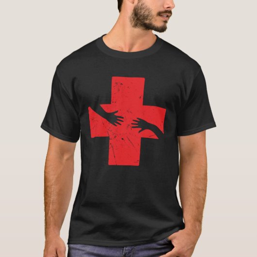 Cool Red Cross Caring Hands Helping Red Cross Acti T-shirt (Voorkant)