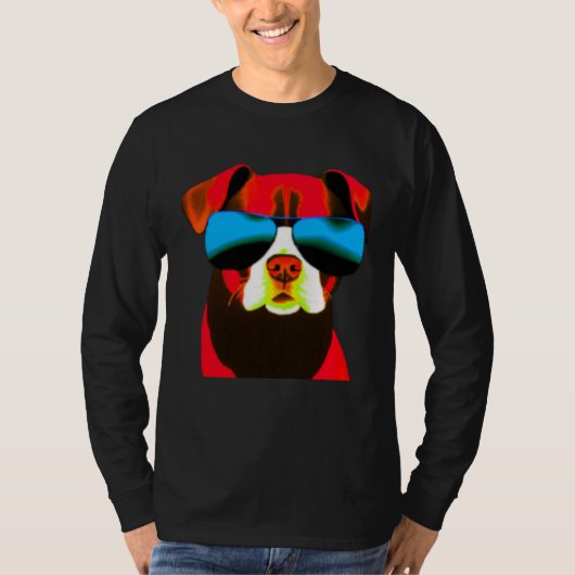 Cool Red Dog Wearing Sunglasses  1 T-shirt (Voorkant)