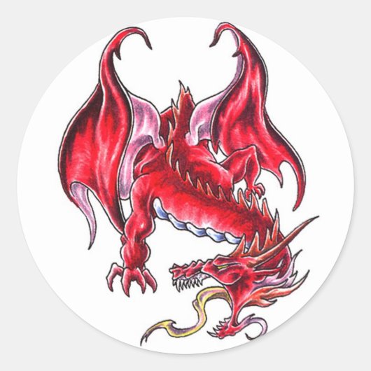 Cool red dragon stijl sticker (Voorkant)