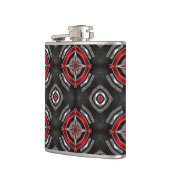 Cool Red en Black Geometric Pattern Heupfles (Links)