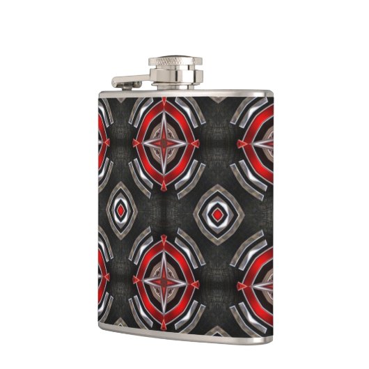 Cool Red en Black Geometric Pattern Heupfles (Links)