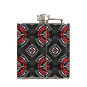 Cool Red en Black Geometric Pattern Heupfles (Achterkant)