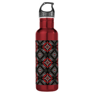 Cool Red en Black Geometric Pattern Waterfles