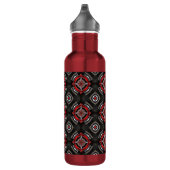 Cool Red en Black Geometric Pattern Waterfles (Rechts)