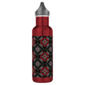 Cool Red en Black Geometric Pattern Waterfles (Links)