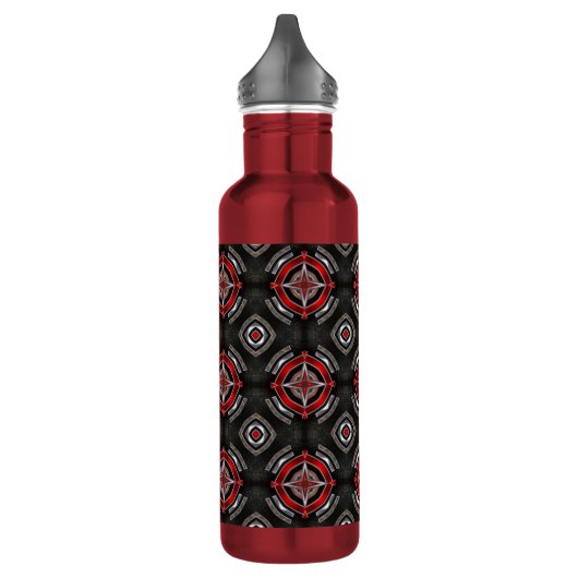 Cool Red en Black Geometric Pattern Waterfles (Links)