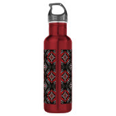 Cool Red en Black Geometric Pattern Waterfles (Achterkant)
